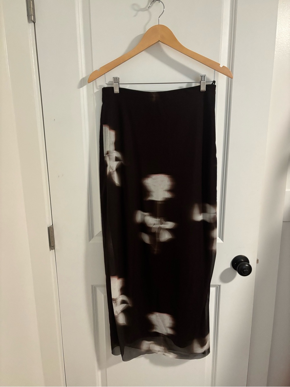 ZARA Set Brown Midi Skirt & Long Sleeve Sheer Top Size Medium - Picture 2 of 7